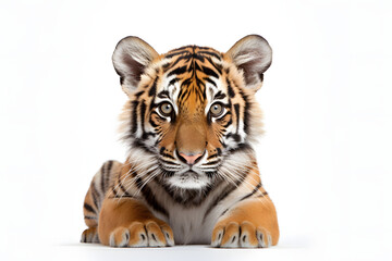 An endearing image capturing the charm of a tiger tilting its head while curiously looking closely at the camera lens