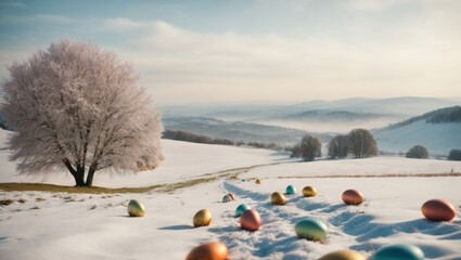 landscape with snow covered trees