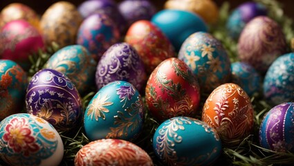Fototapeta na wymiar Decorated eggs for Easter