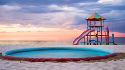 Obraz premium Playground on the Beach. Generative Ai