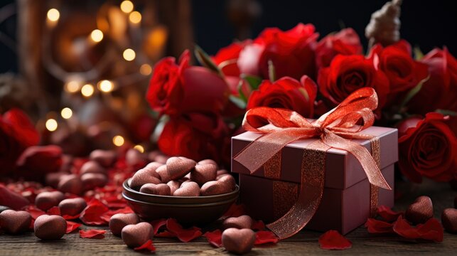 Happy Valentines Day Card Red Gifts, Background Image, Desktop Wallpaper Backgrounds, HD