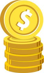 Cartoon money coins stack for design.