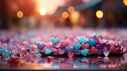 Fotobehang Hearts Confetti Falling Background St Valentines, Background Image, Desktop Wallpaper Backgrounds, HD © ACE STEEL D