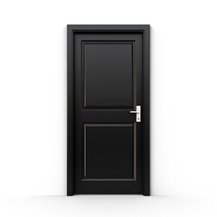 wooden door with a white wall on a white background
