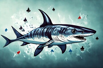 Fototapeta premium an art, A poker shark isolated against white background. 