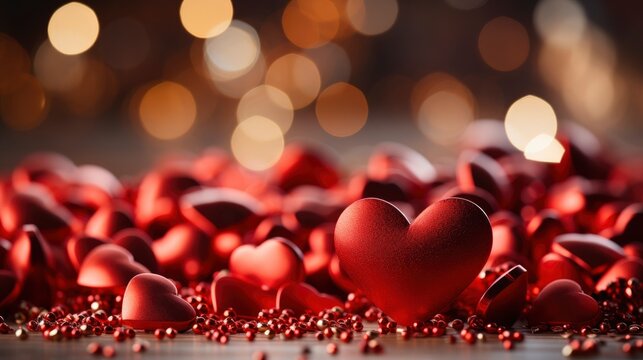 Red Hearts Confetti Valentines Day Wedding, Background Image, Desktop Wallpaper Backgrounds, HD
