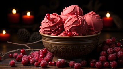 Obraz na płótnie Canvas Red Mousse Dessert Heart Shape Valentines, Background Image, Desktop Wallpaper Backgrounds, HD