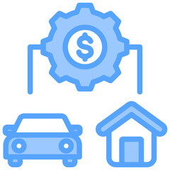 Obraz premium Asset Management Blue Icon