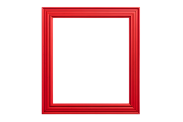 Red wooden empty horizontal picture frame isolated on transparent or white background