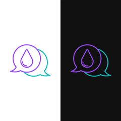 Line Water drop icon isolated on white and black background. Colorful outline concept. Vector