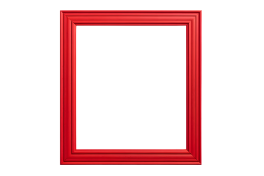 Red wooden empty horizontal picture frame isolated on transparent or white background