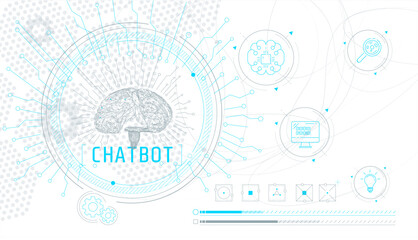 Abstract infographics on the topic of implementing scientific technologies.