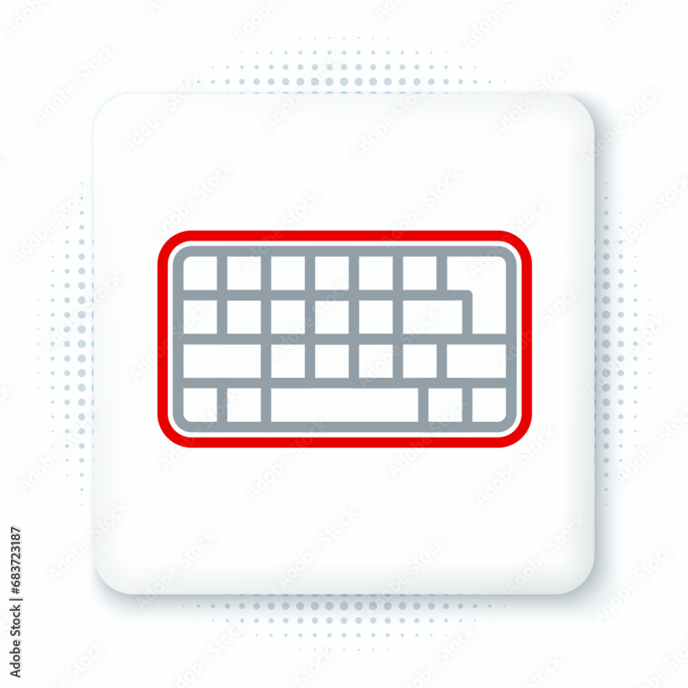 Poster line computer keyboard icon isolated on white background. pc component sign. colorful outline concep