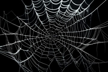 Fototapeta premium artistic view, a dark spider web against black background, 8k. 