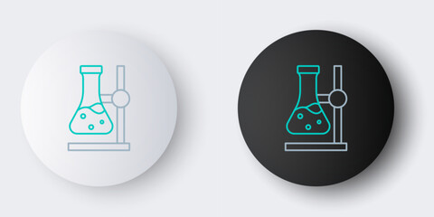 Line Glass test tube flask on stand icon isolated on grey background. Laboratory equipment. Colorful outline concept. Vector