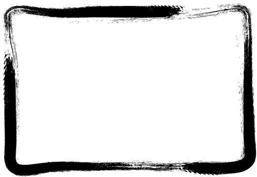 a rectangular frame is drawn with brush strokes in ink