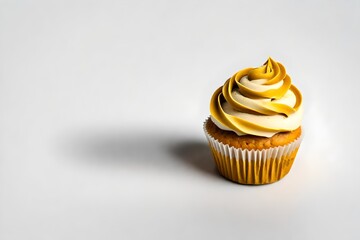 a single Mustard cupcake against white background, 8k. 