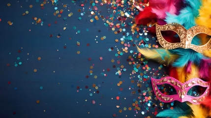 Poster Vibrant background adorned with captivating carnival masks. © Francesco