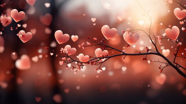 Romantic Red Heart Background Illustration, Background Image, Desktop Wallpaper Backgrounds, HD