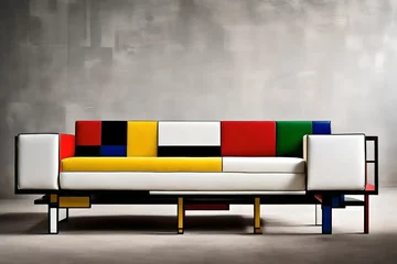 Tapeten Highlight the artistic essence of a De Stijl sofa with primary colors and geometric forms.  © Imtisal