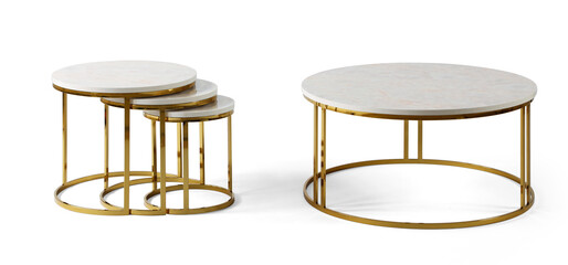 coffee table isolated white background . metal base table