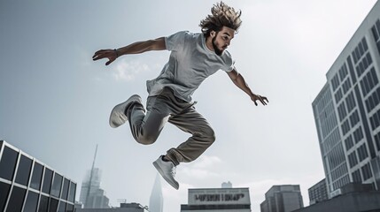 a man jumping in the air - Powered by Adobe