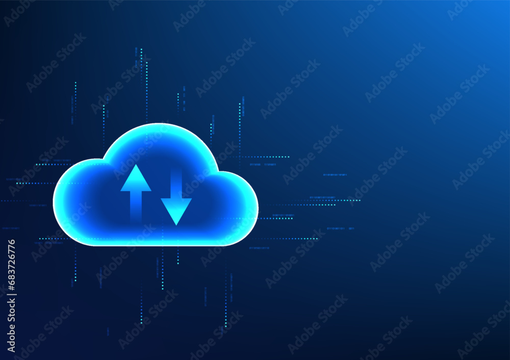 Poster cloud technology connected to the circuit and has an arrow inside shows data storage and transfer fr