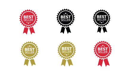Set of Best-Seller Badge Vector Illustrations: Premium Set for Your Designs