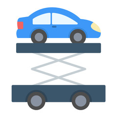 Car Lift Flat Multicolor Icon