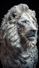 Portrait Calm and Confidence White Lion Head Background