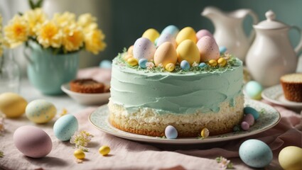 Obraz na płótnie Canvas easter cake with chocolate eggs