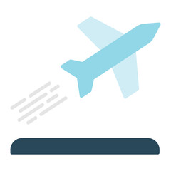 Obraz premium Plane Departure Flat Multicolor Icon