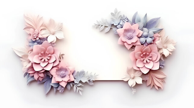A postcard with a floral message. A frame with different colors and a place for text.