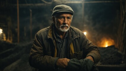 Fototapeta na wymiar Portrait of a man in a coal mine