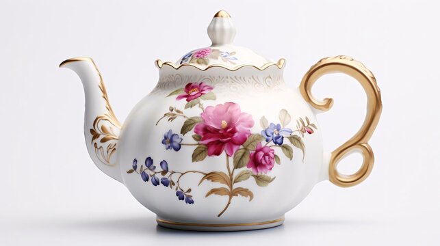 a teapot with flowers