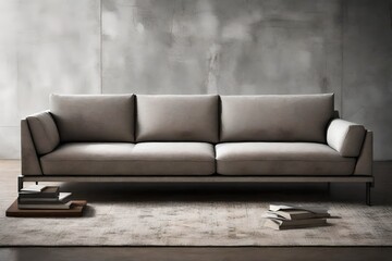 Compose an image of a low-profile sofa, emphasizing its sleek lines and modern aesthetics. 