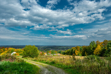 The boundless expanse of earth and sky in autumn