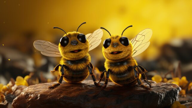 Beelong Typography Design Cute Bee Couple, Background Image, Desktop Wallpaper Backgrounds, HD