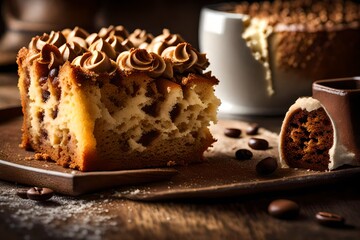 Close-up on the inviting texture of a Coffee Cake, perfect for morning serenity. 
