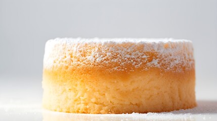 Close-up Portrait of a Sponge Cake against white background with space for text, AI generated, background image