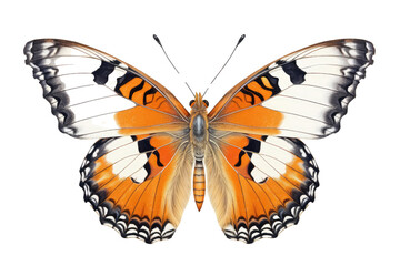 Fototapeta premium Vakker sommerfugl i nærbildeportrett av hele kroppen, flygende sommerfugl med gjennomsiktig bakgrunn 