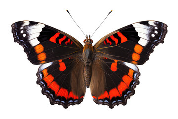 Fototapeta premium Vakker sommerfugl i nærbildeportrett av hele kroppen, flygende sommerfugl med gjennomsiktig bakgrunn 