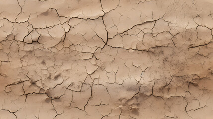 Seamless dry mud texture with deep irregular cracking patterns