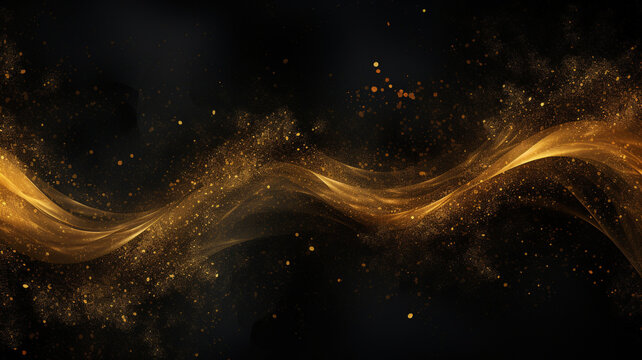 Abstract Gold Dust Background Over Black