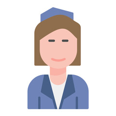 Flight Attendant Flat Multicolor Icon