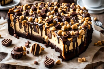 Peanut Butter Cup Brownie Cheesecake, a peanut butter and chocolate lover's dream in a brownie...