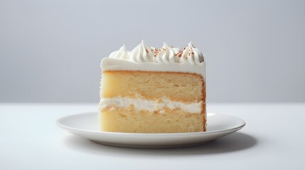 Portrait of a Vanilla Cake against white background with space for text, AI generated, background image