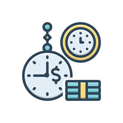 Color illustration icon for time money