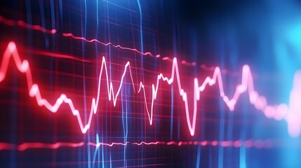 Naklejka premium Develop an illustration of an electrocardiogram (ECG or EKG) graph, showcasing the electrical activity of the heart over time, AI generated