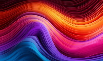 Orange, Pink and Turquoise Colored Swirls form Colorful Neon Lines Background. 3D Render, Generative AI